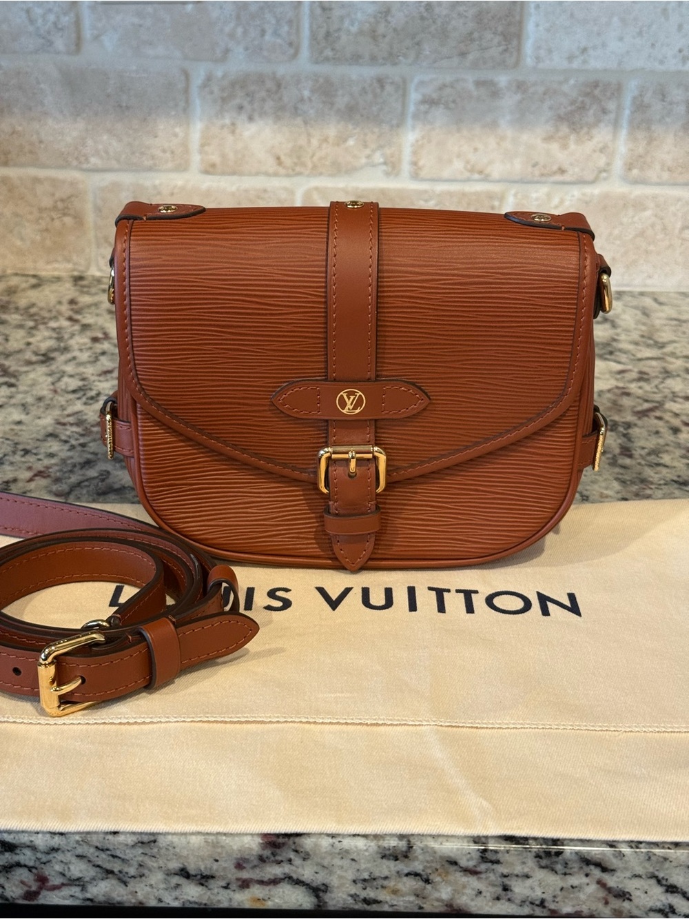 Louis Vuitton Cognac Saumur BB Epi Leather Crossbody